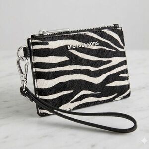 Michael Kors Zebra Calf Hair Card Holder Wristlet